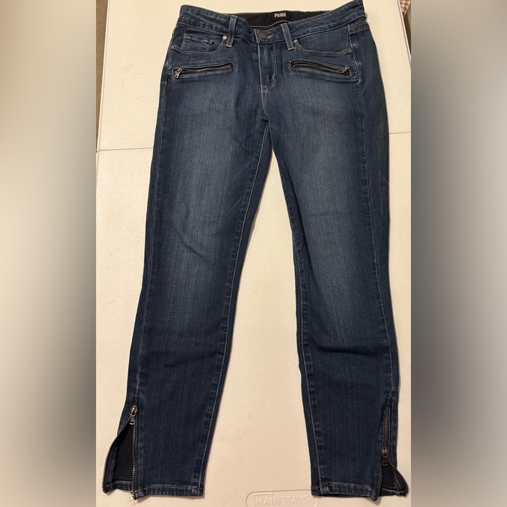 PAIGE Indigo Cropped Jeans with Zipper Detail